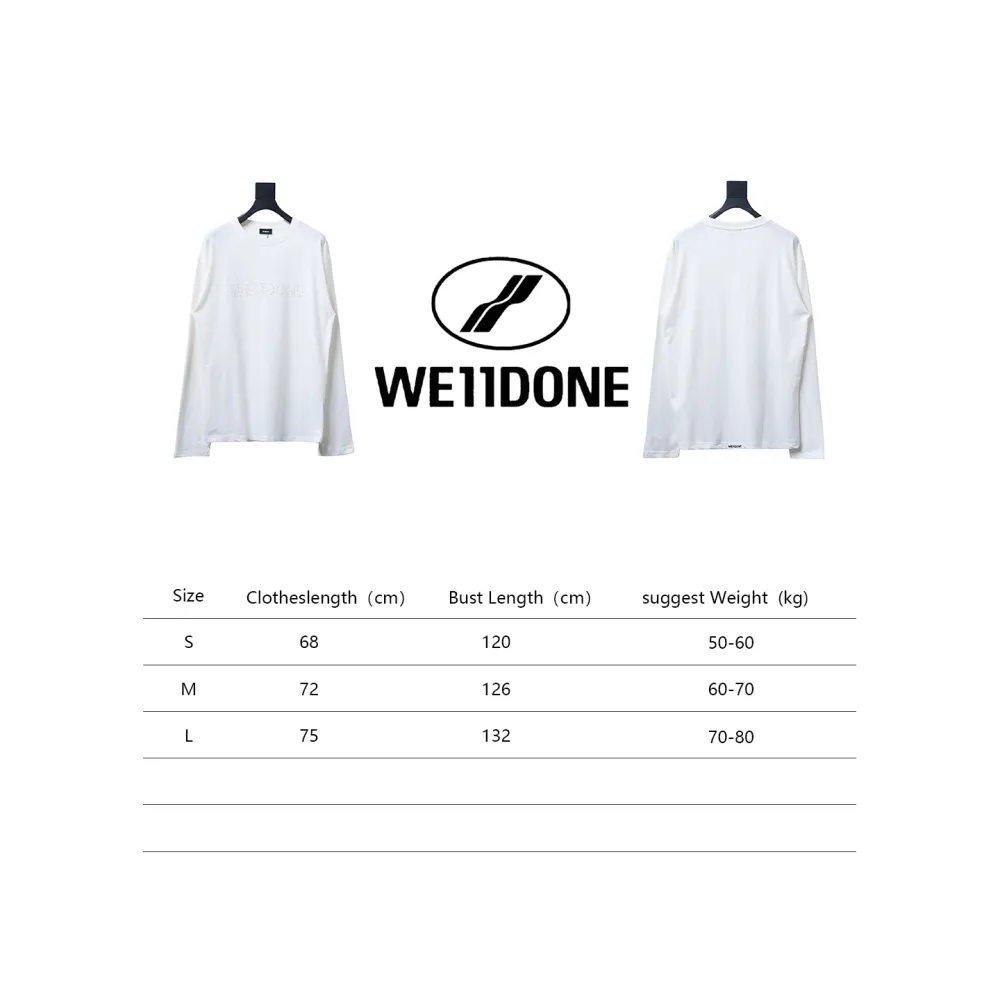 We11 Done 24FW Pearl Lettering Long Sleeve T-Shirt White