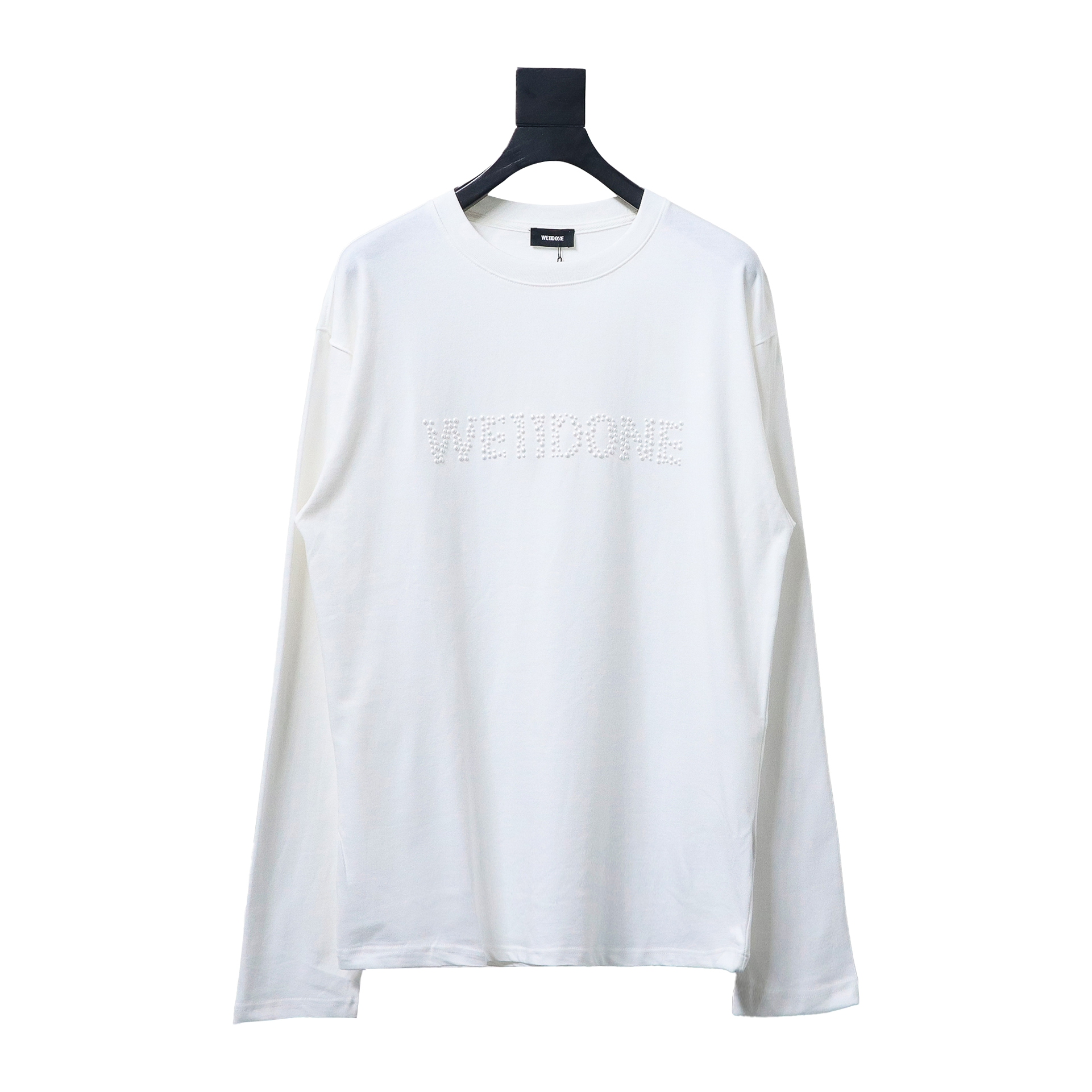 We11 Done 24FW Pearl Lettering Long Sleeve T-Shirt White