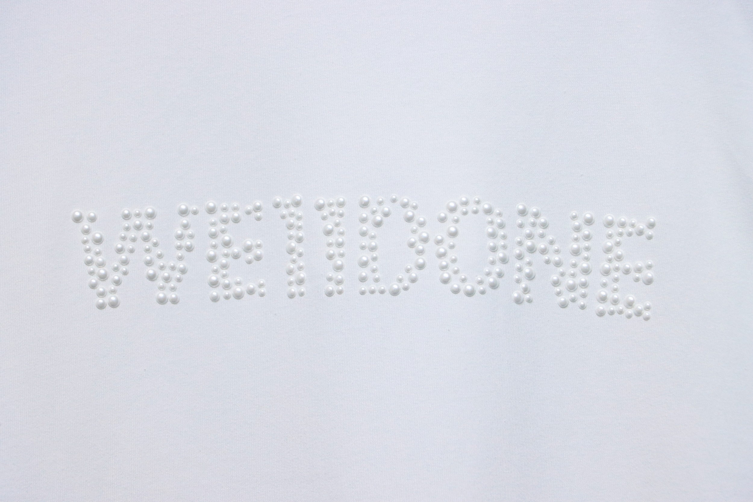 We11 Done 24FW Pearl Lettering Long Sleeve T-Shirt White