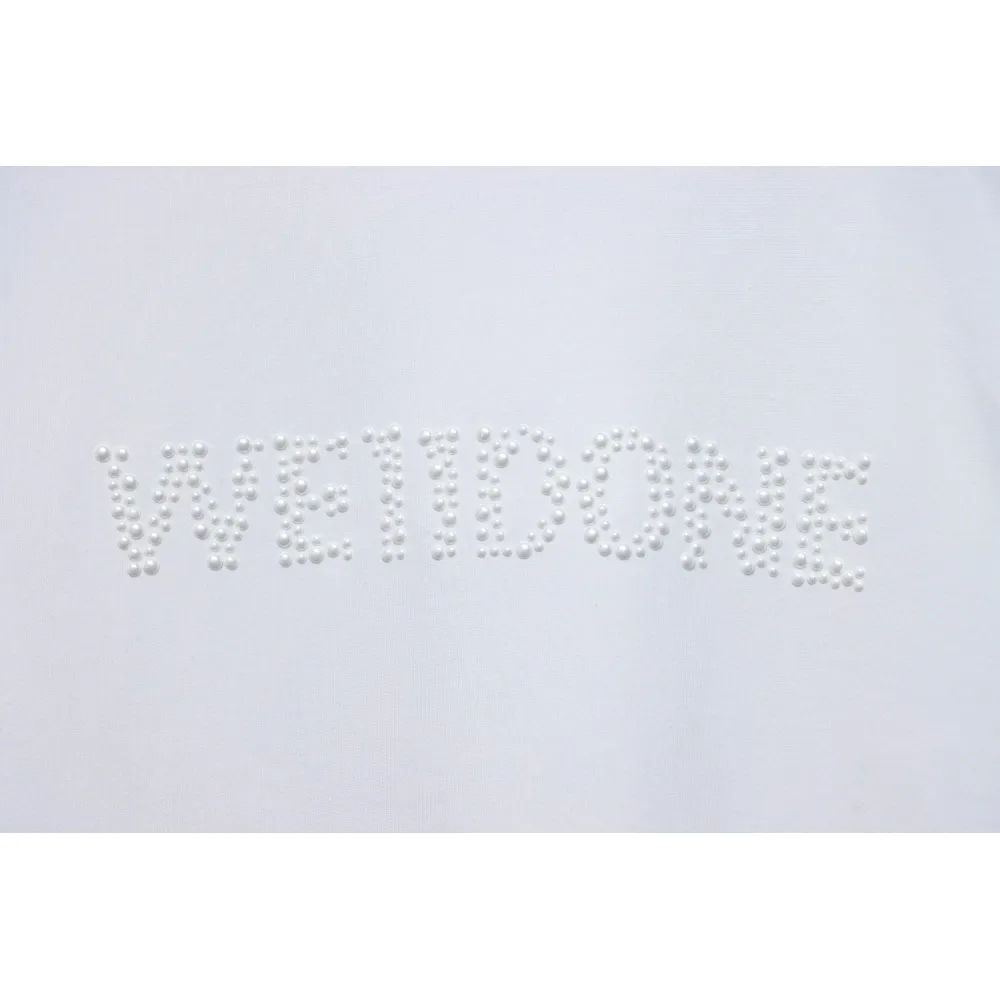 We11 Done 24FW Pearl Lettering Long Sleeve T-Shirt White