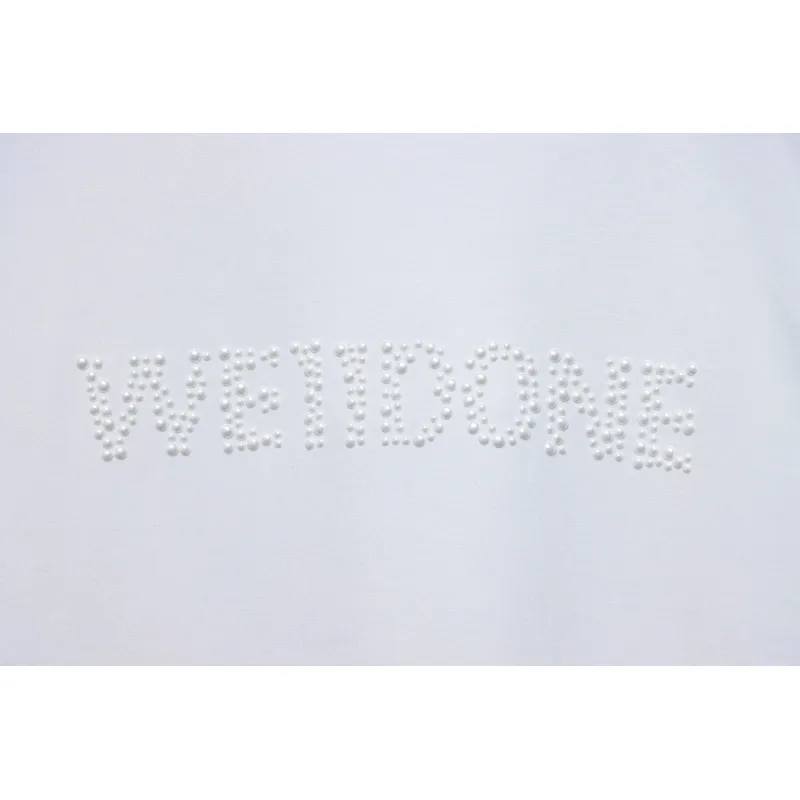 We11 Done 24FW Pearl Lettering Long Sleeve T-Shirt White