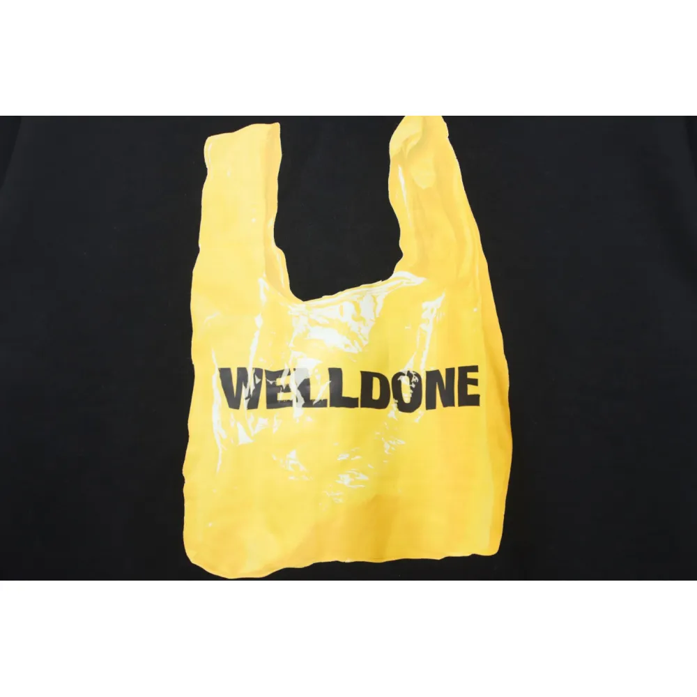 We11 Done 24FW Shopping Bag Crewneck Hoodie Black