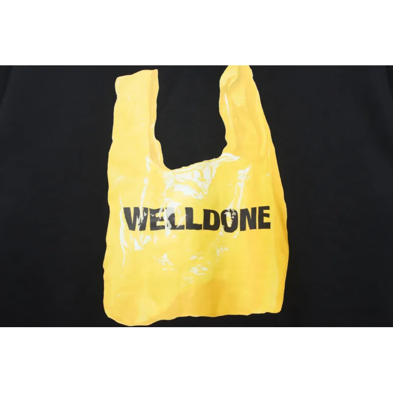 We11 Done 24FW Shopping Bag Crewneck Hoodie Black
