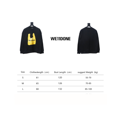 We11 Done 24FW Shopping Bag Crewneck Hoodie Black 02
