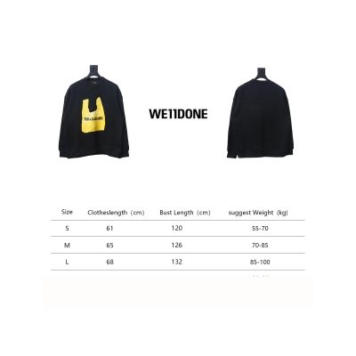 We11 Done 24FW Shopping Bag Crewneck Hoodie Black 02