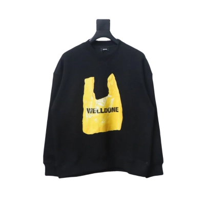 We11 Done 24FW Shopping Bag Crewneck Hoodie Black 01