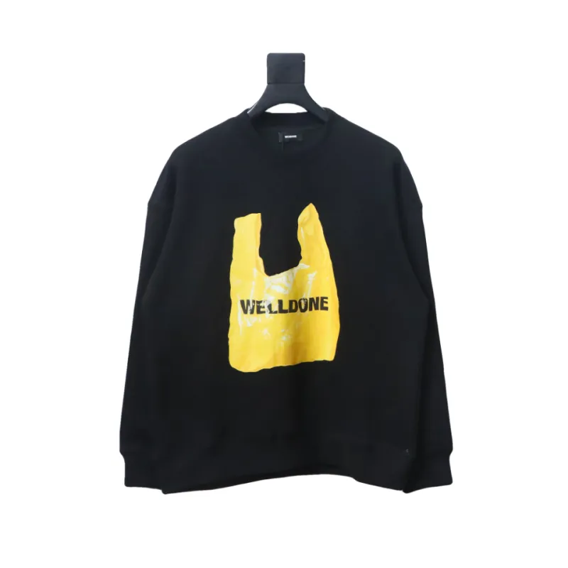 We11 Done 24FW Shopping Bag Crewneck Hoodie Black