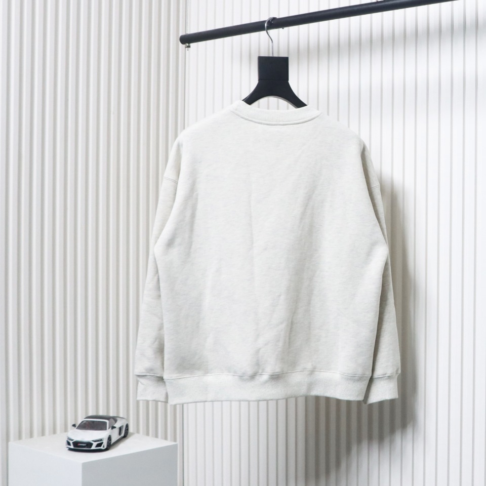 We11 Done 24FW Shopping Bag Crewneck Hoodie Light Grey