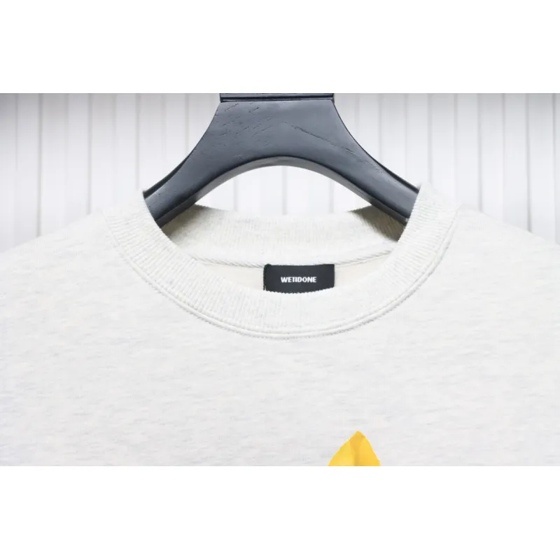 We11 Done 24FW Shopping Bag Crewneck Hoodie Light Grey