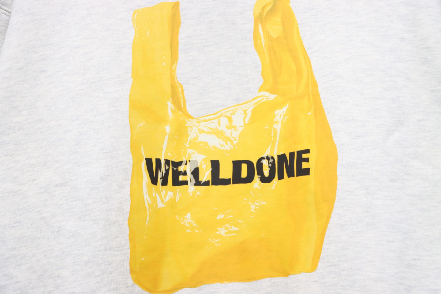 We11 Done 24FW Shopping Bag Crewneck Hoodie Light Grey