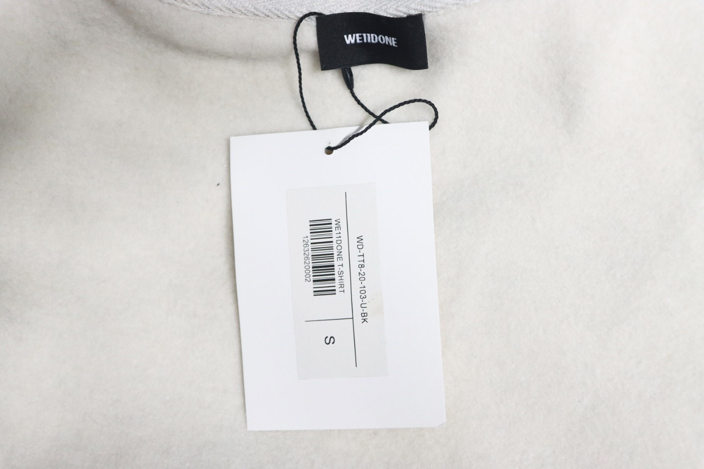 We11 Done 24FW Shopping Bag Crewneck Hoodie Light Grey