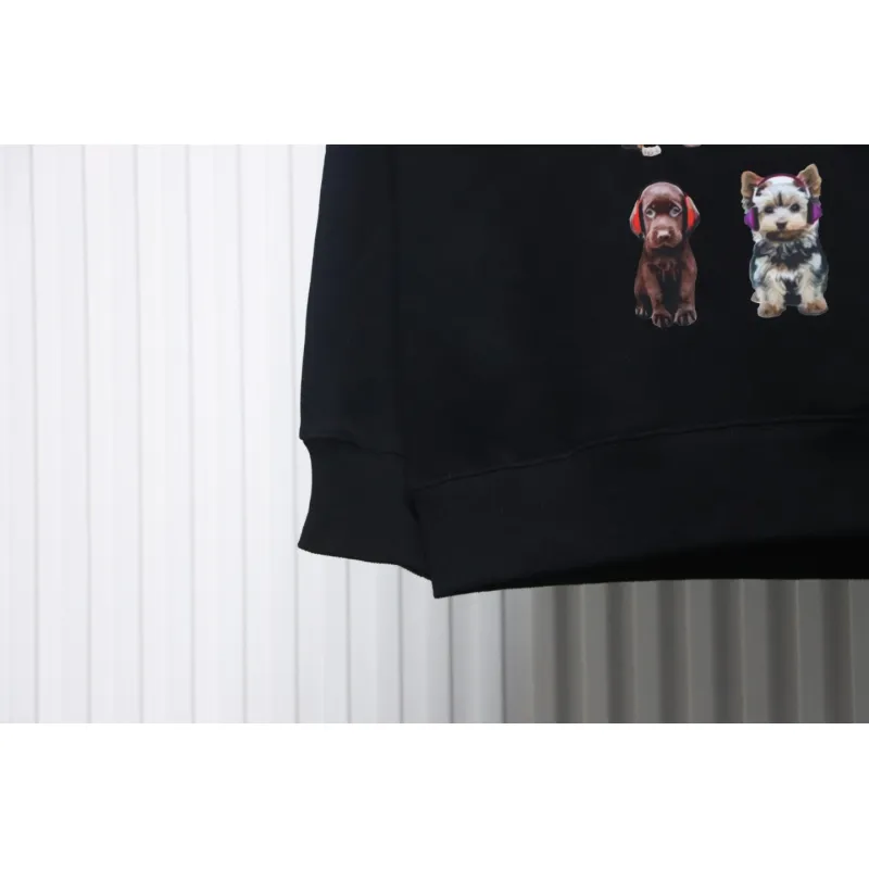 We11 Done 24FW Square Puppy Crew Neck Hoodie Black