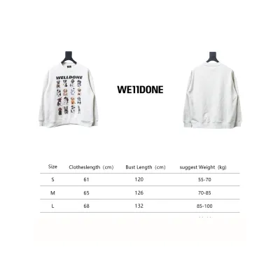 We11 Done 24FW Square Puppy Crew Neck Hoodie Light Grey 02