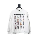We11 Done 24FW Square Puppy Crew Neck Hoodie Light Grey