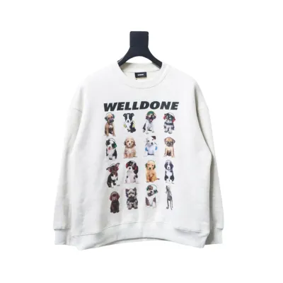 We11 Done 24FW Square Puppy Crew Neck Hoodie Light Grey 01