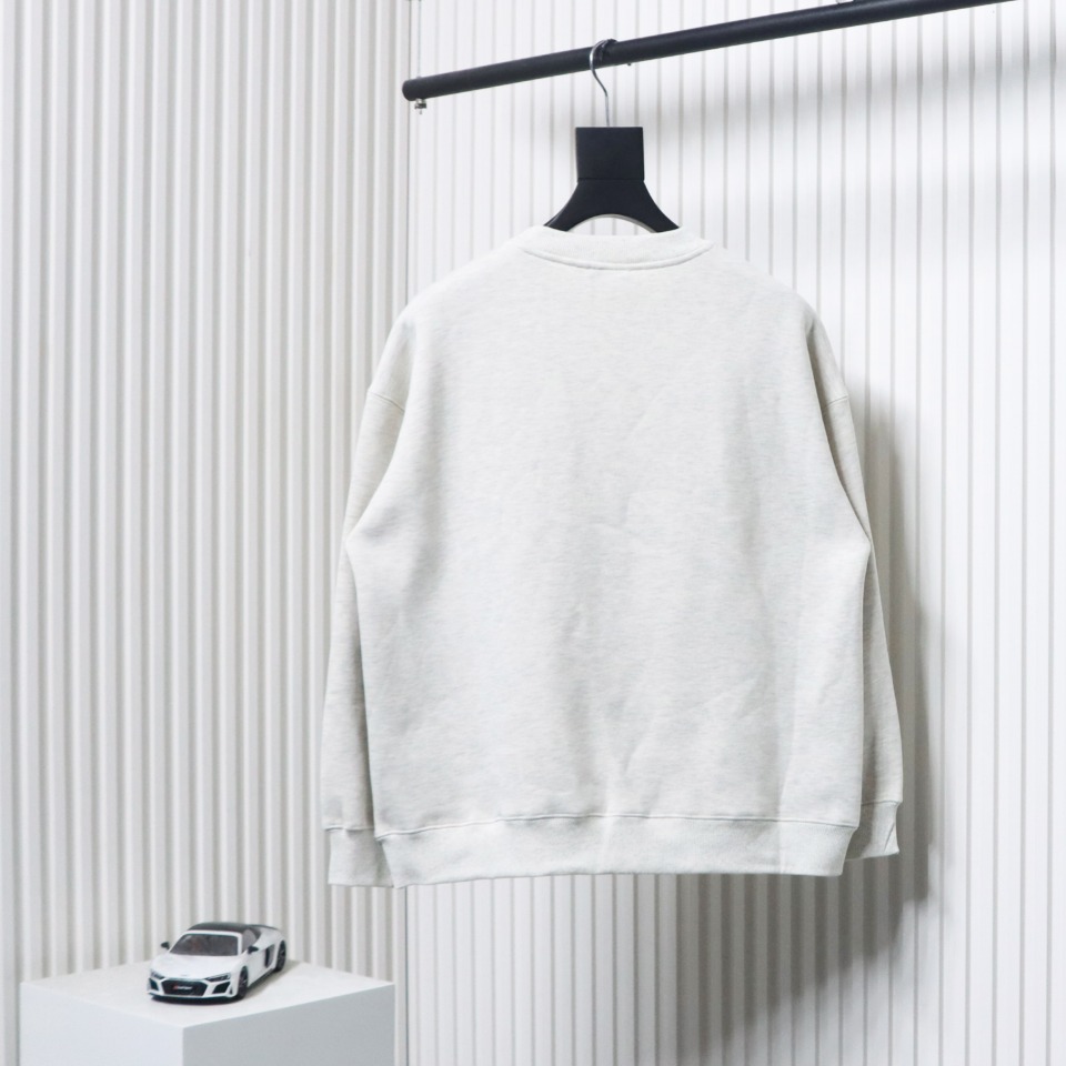 We11 Done 24FW Square Puppy Crew Neck Hoodie Light Grey