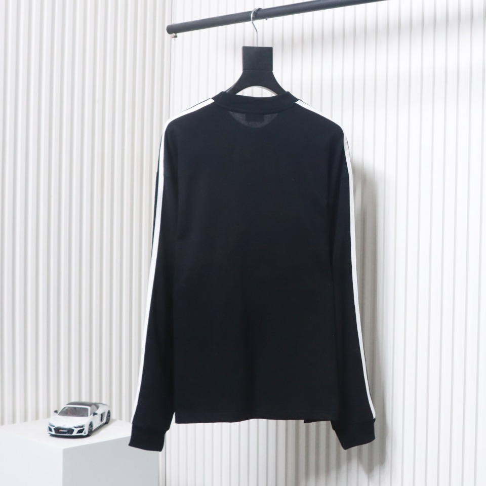 We11 Done 24FW Three Stripes Long Sleeve T-Shirt Black