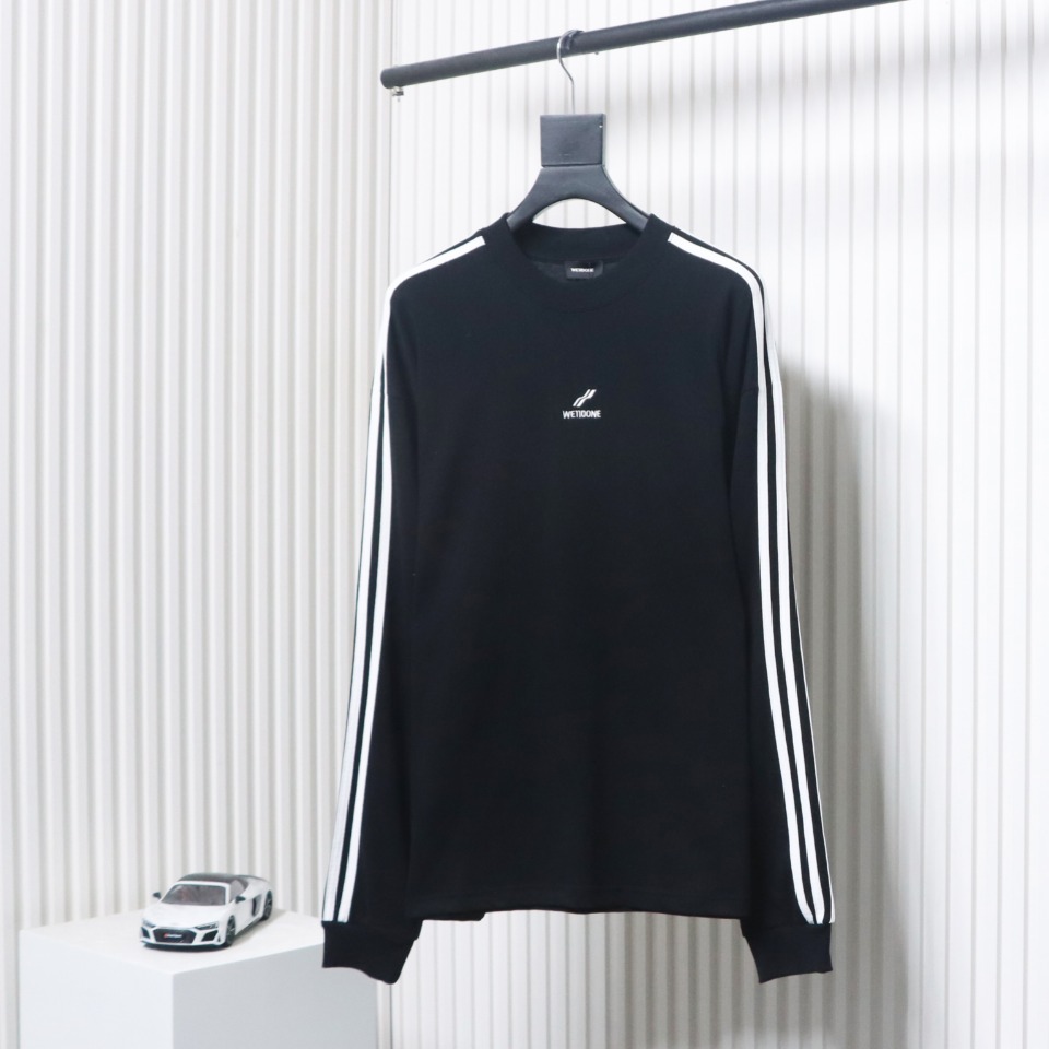 We11 Done 24FW Three Stripes Long Sleeve T-Shirt Black