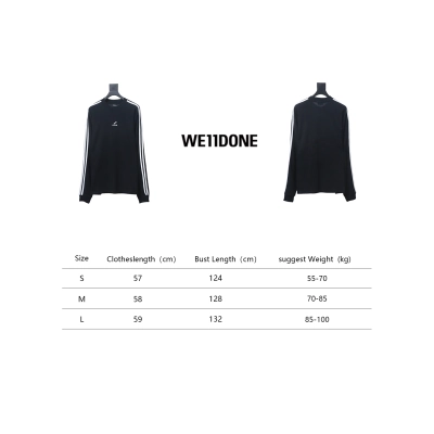 We11 Done 24FW Three Stripes Long Sleeve T-Shirt Black 02