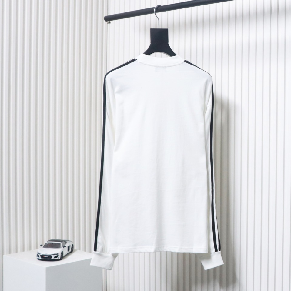 We11 Done 24FW Three Stripes Long Sleeve T-Shirt White