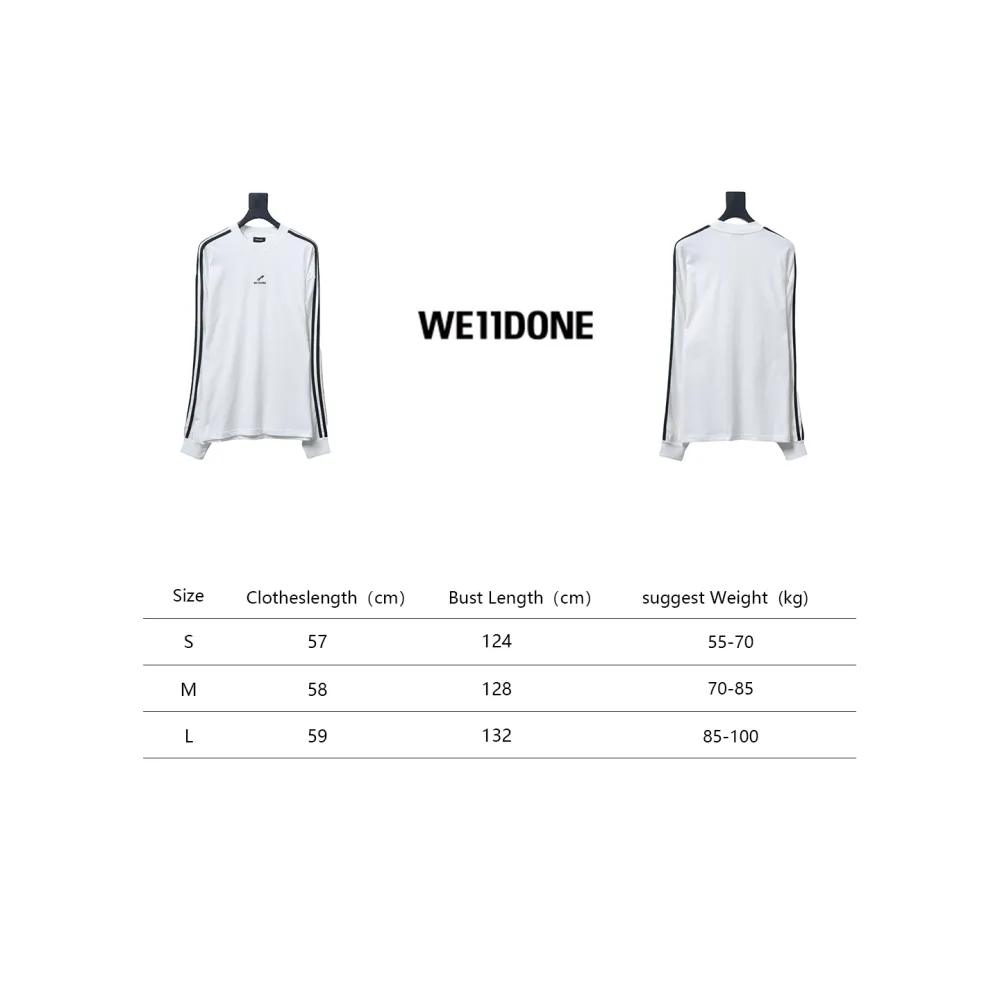We11 Done 24FW Three Stripes Long Sleeve T-Shirt White