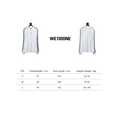 We11 Done 24FW Three Stripes Long Sleeve T-Shirt White 02
