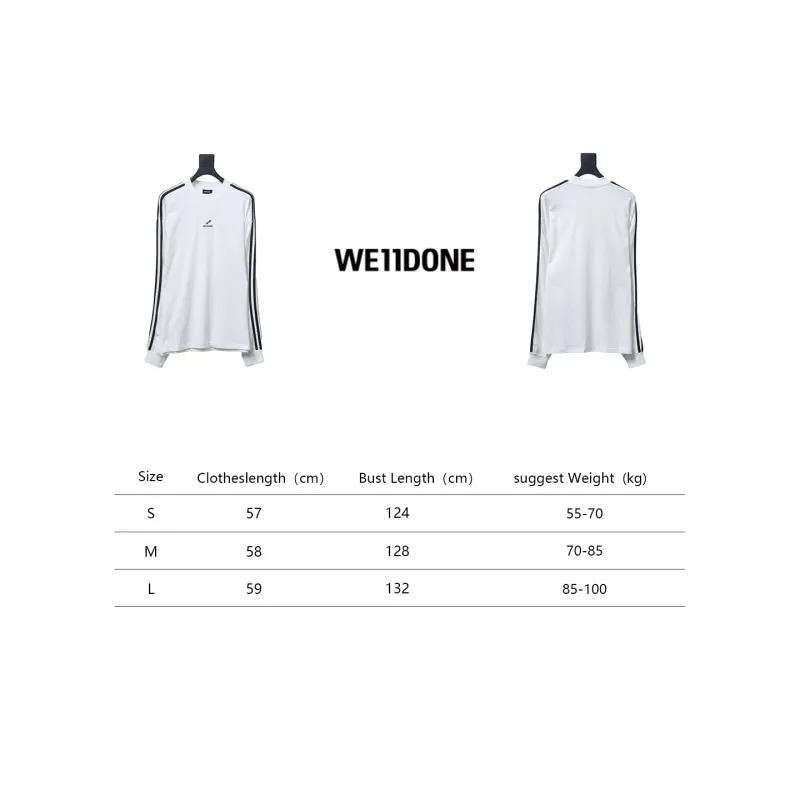 We11 Done 24FW Three Stripes Long Sleeve T-Shirt White