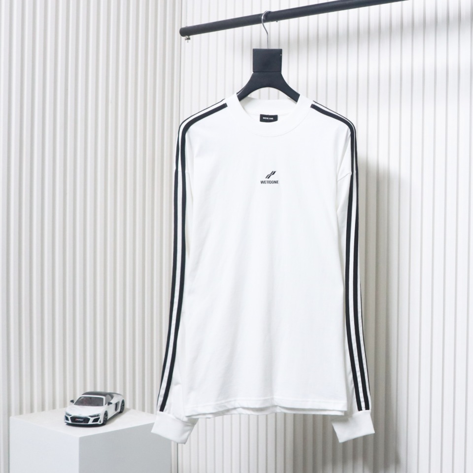 We11 Done 24FW Three Stripes Long Sleeve T-Shirt White