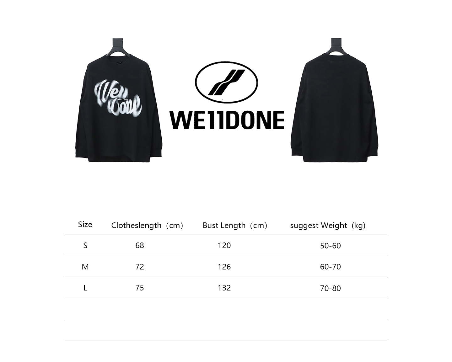 We11 Done 24FW WE Dynamic Letter Print Long-Sleeved T-shirt