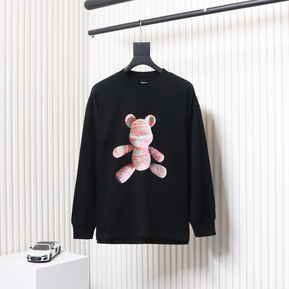 We11 Done 24FW WE Wool Bear Print Long-Sleeved T-shirt