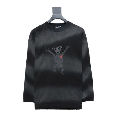 We11 Done 24SS Cute Love Skull Gradient Print Couple Long-Sleeved T-shirt Black 01