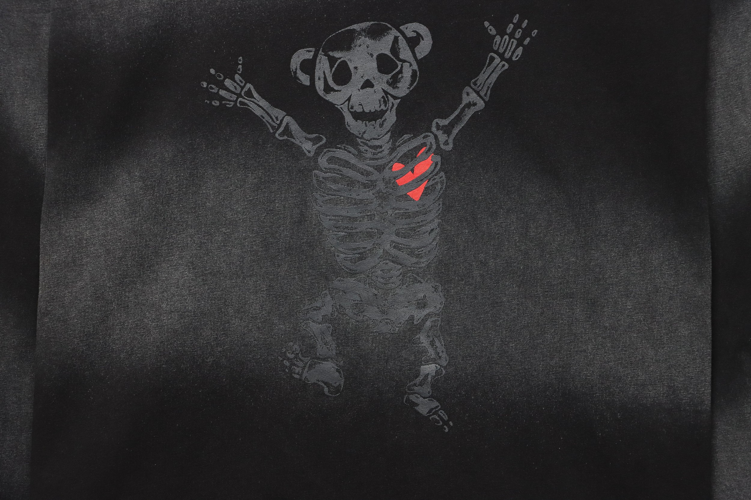 We11 Done 24SS Cute Love Skull Gradient Print Couple Long-Sleeved T-shirt Black