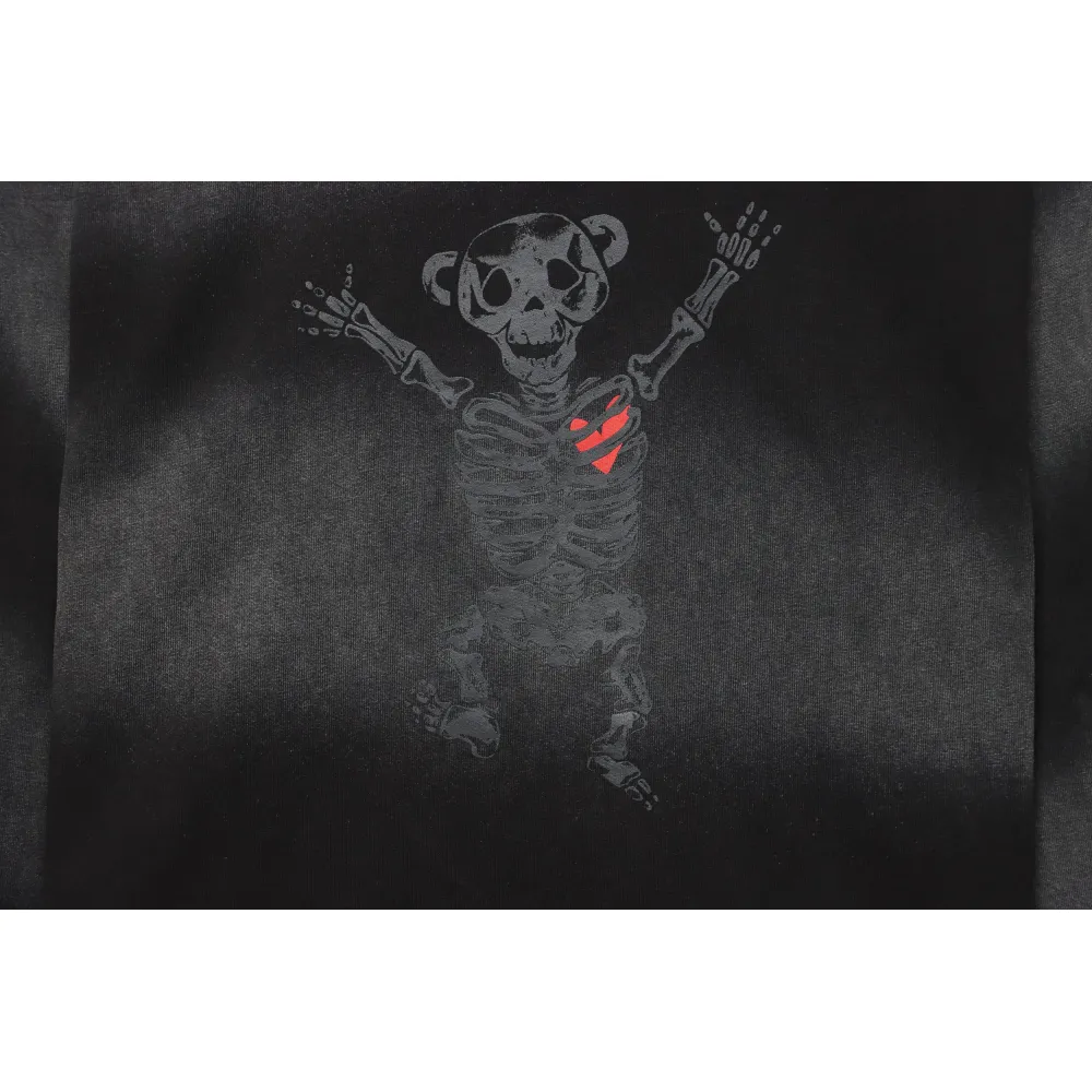 We11 Done 24SS Cute Love Skull Gradient Print Couple Long-Sleeved T-shirt Black