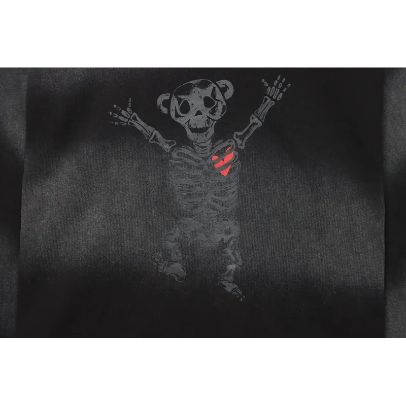 We11 Done 24SS Cute Love Skull Gradient Print Couple Long-Sleeved T-shirt Black