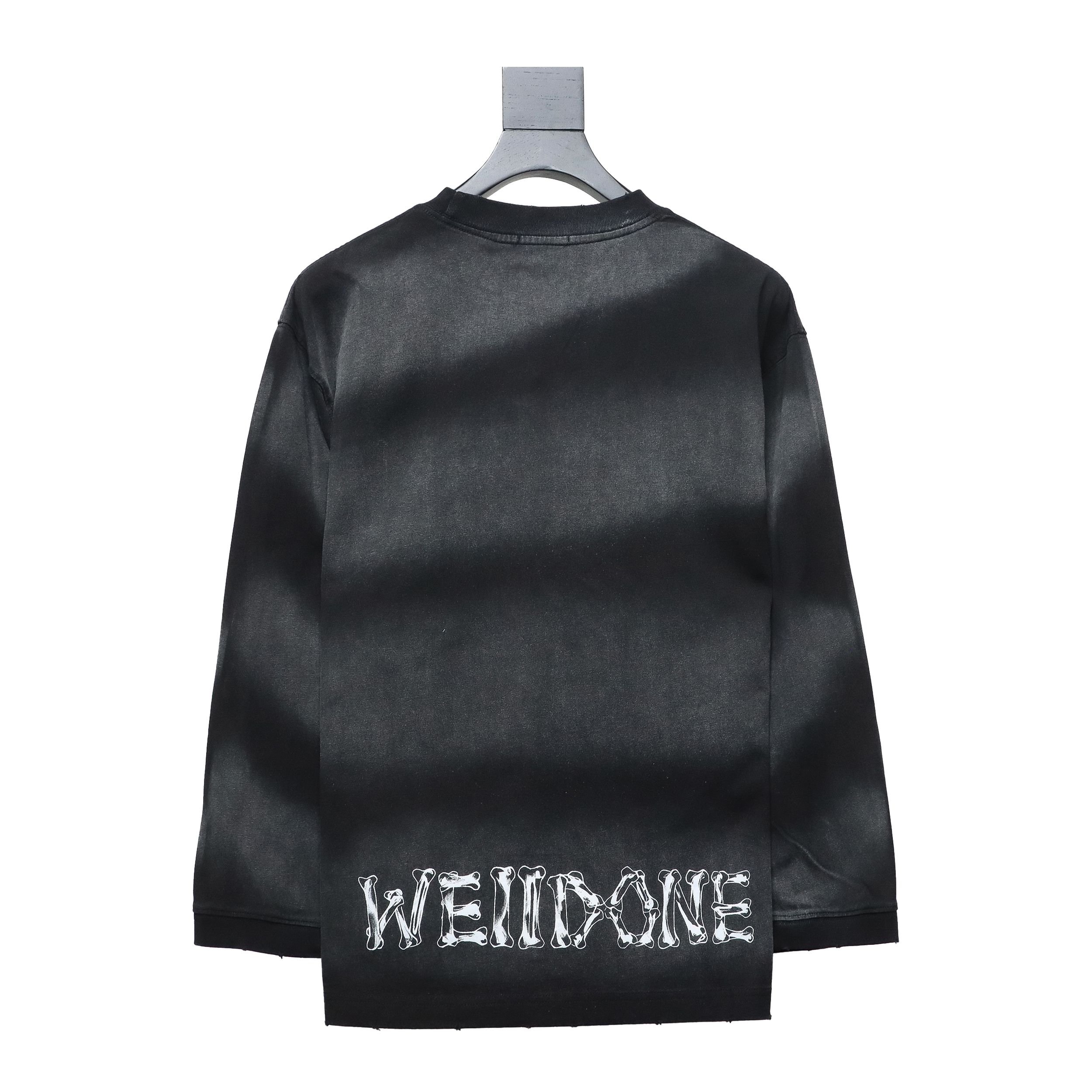 We11 Done 24SS Cute Love Skull Gradient Print Couple Long-Sleeved T-shirt Black