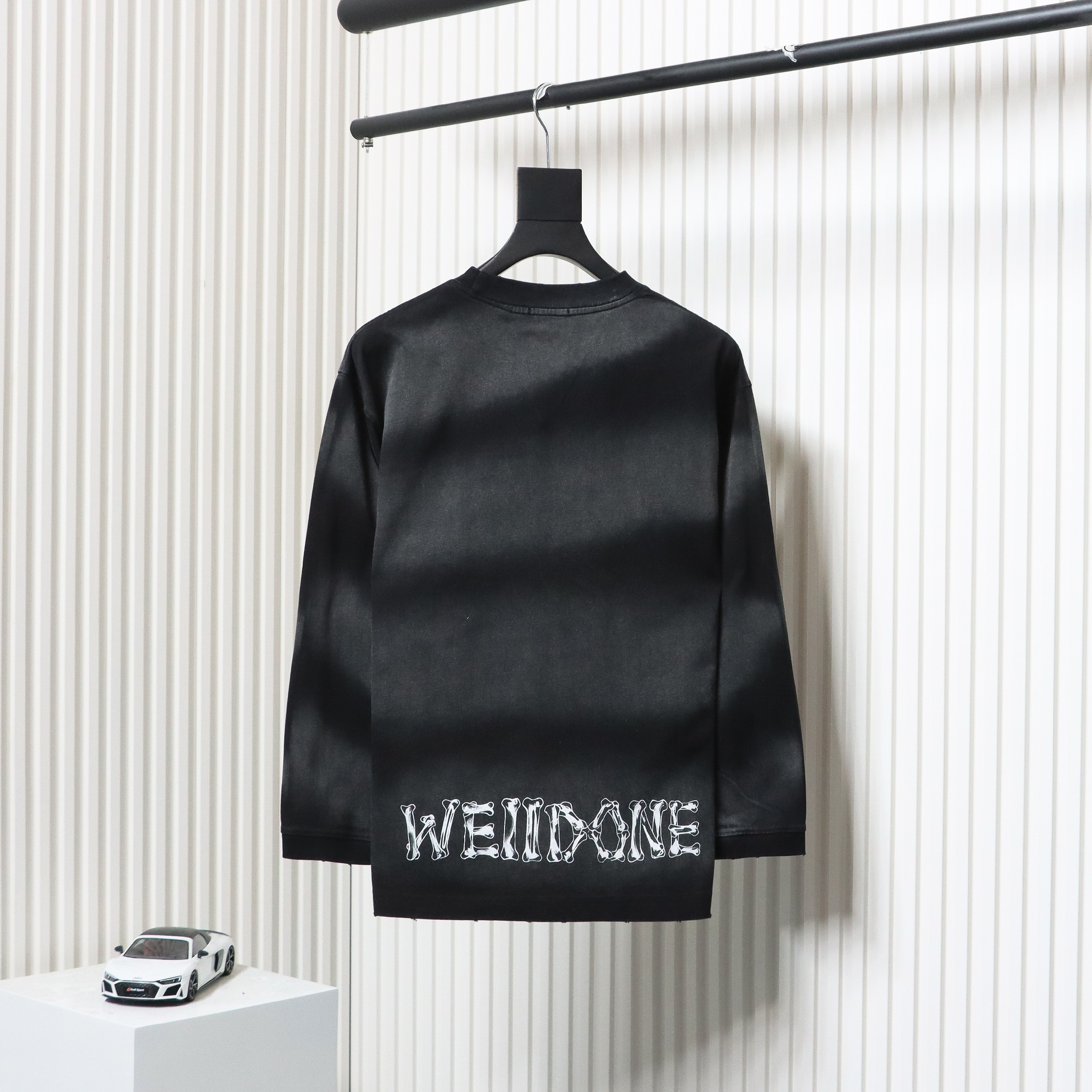 We11 Done 24SS Cute Love Skull Gradient Print Couple Long-Sleeved T-shirt Black