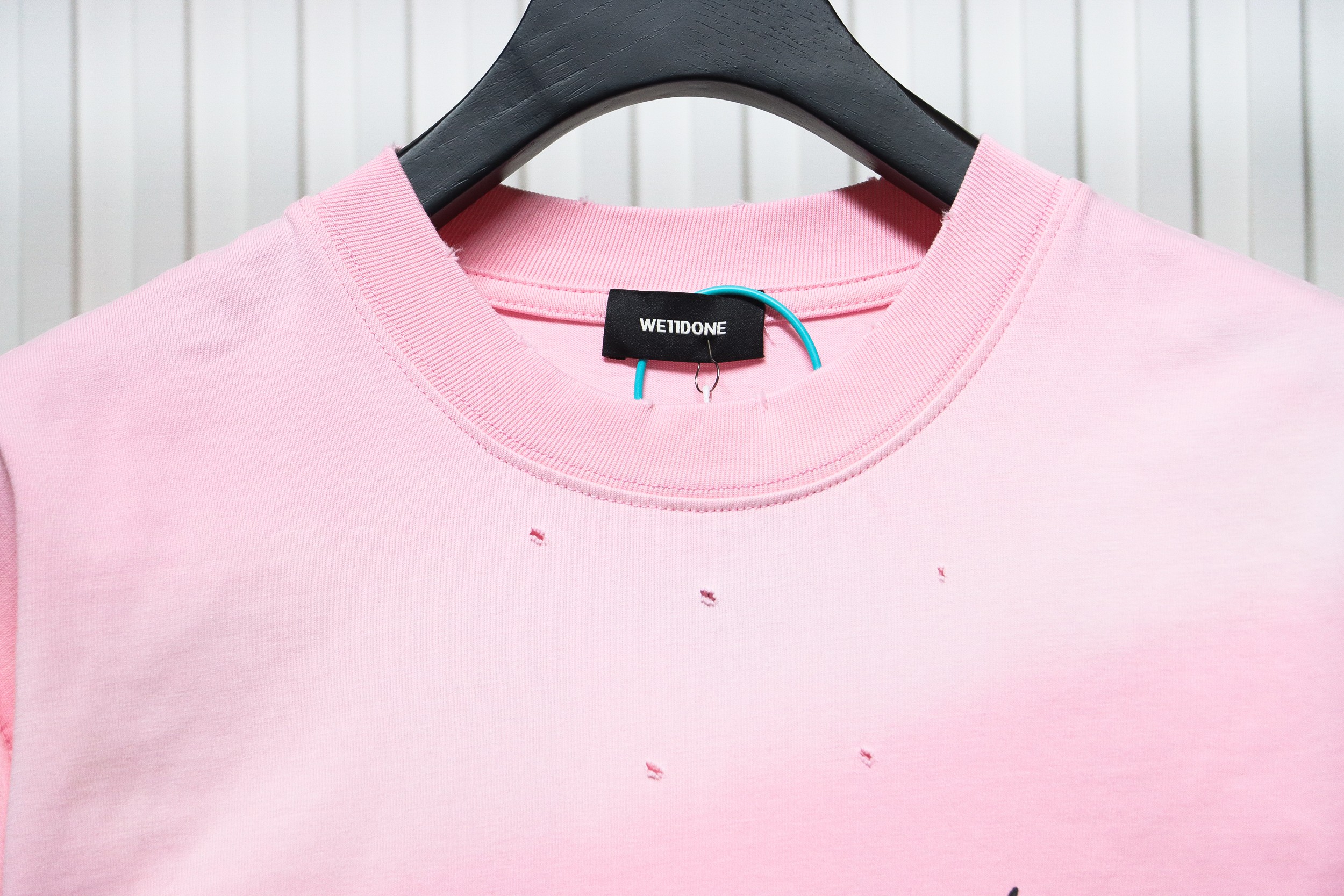 We11 Done 24SS Cute Love Skull Gradient Print Couple Long-Sleeved T-shirt Pink