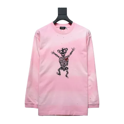 We11 Done 24SS Cute Love Skull Gradient Print Couple Long-Sleeved T-shirt Pink 01