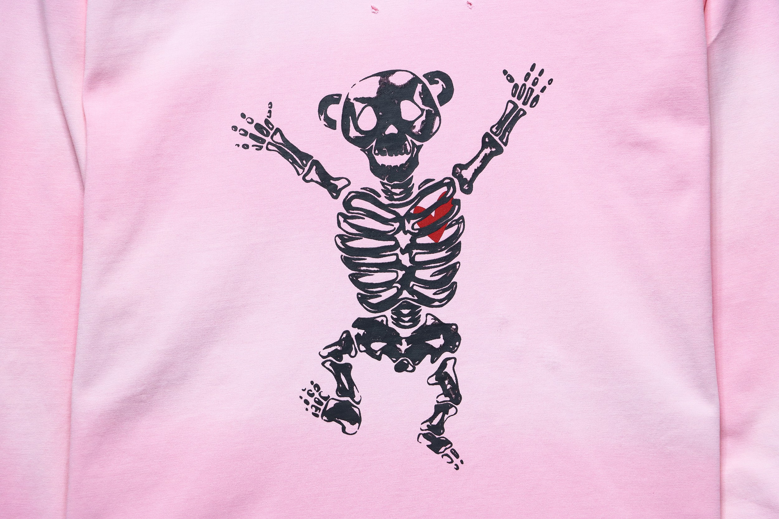We11 Done 24SS Cute Love Skull Gradient Print Couple Long-Sleeved T-shirt Pink
