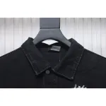 We11 Done 24ss Printed Diagonal Zip Washed Denim Jacket Black