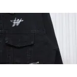 We11 Done 24ss Printed Diagonal Zip Washed Denim Jacket Black