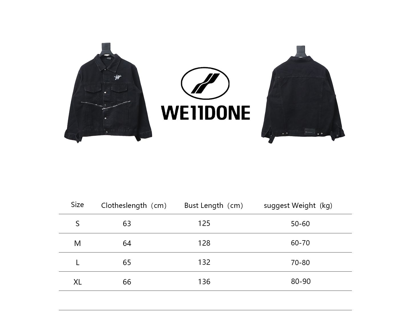We11 Done 24ss Printed Diagonal Zip Washed Denim Jacket Black