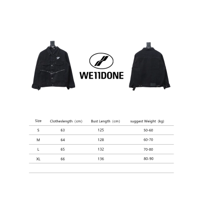 We11 Done 24ss Printed Diagonal Zip Washed Denim Jacket Black 02