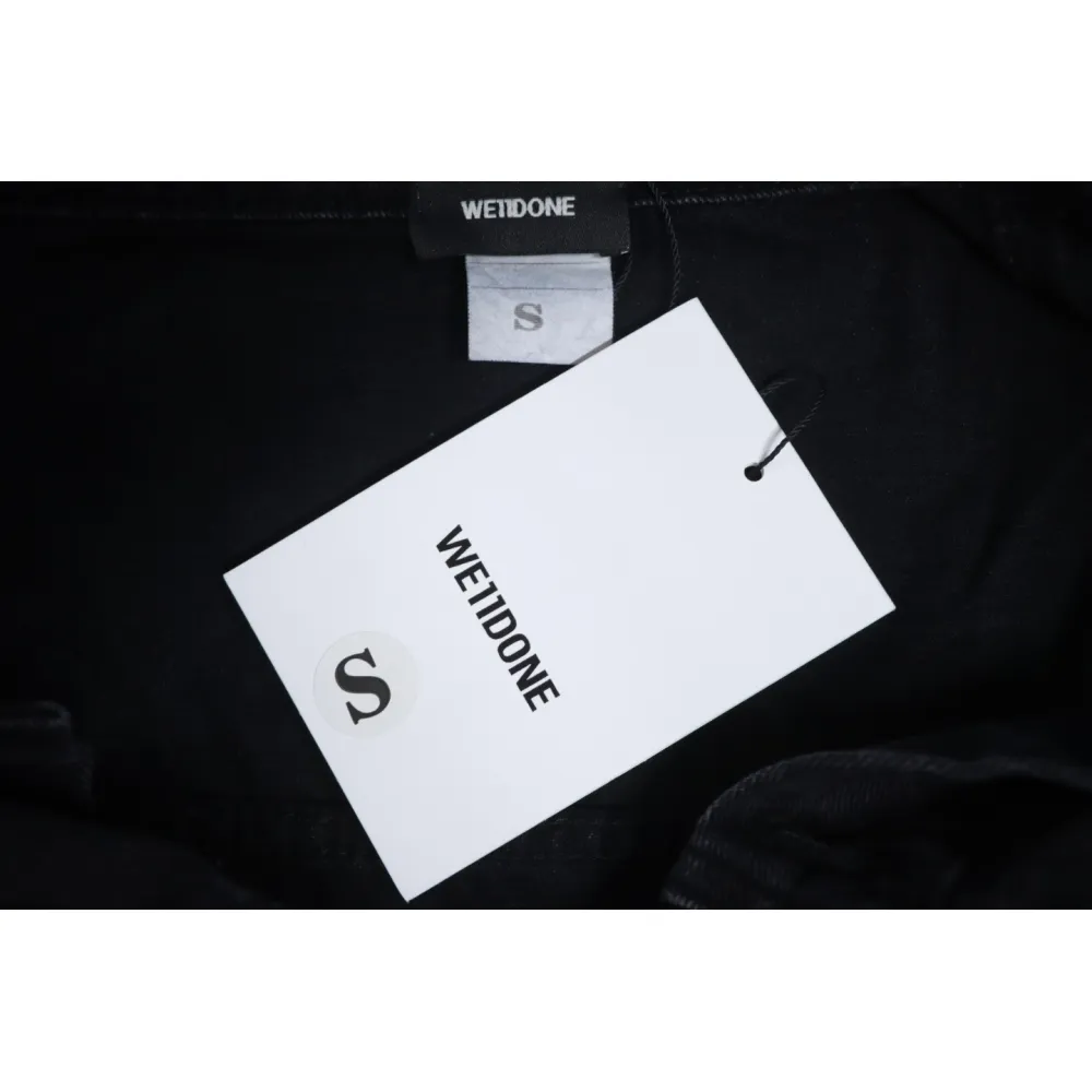We11 Done 24ss Printed Diagonal Zip Washed Denim Jacket Black