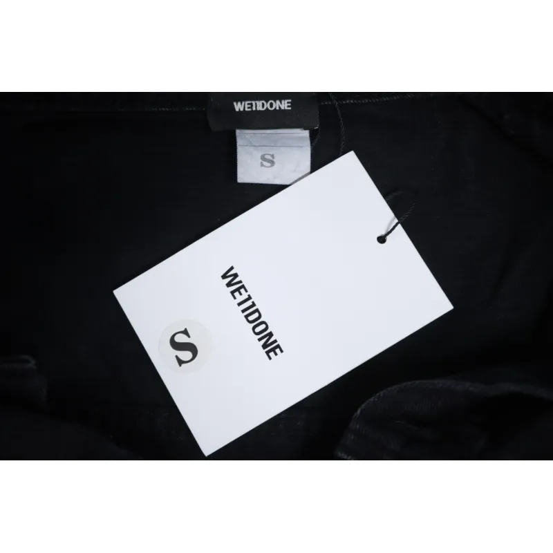 We11 Done 24ss Printed Diagonal Zip Washed Denim Jacket Black