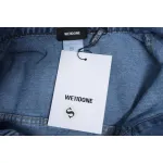 We11 Done 24ss Printed Diagonal Zip Washed Denim Jacket Blue