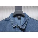 We11 Done 24ss Printed Diagonal Zip Washed Denim Jacket Blue