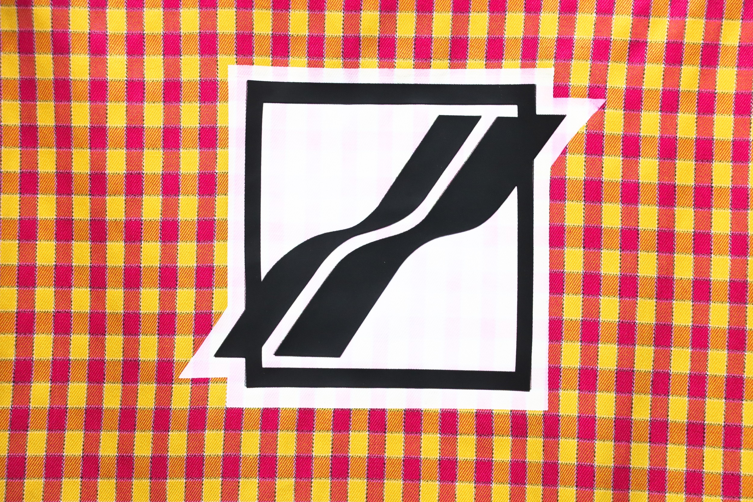 We11 Done American Retro Leather Badge Yellow Plaid Unisex Long Sleeve Orange