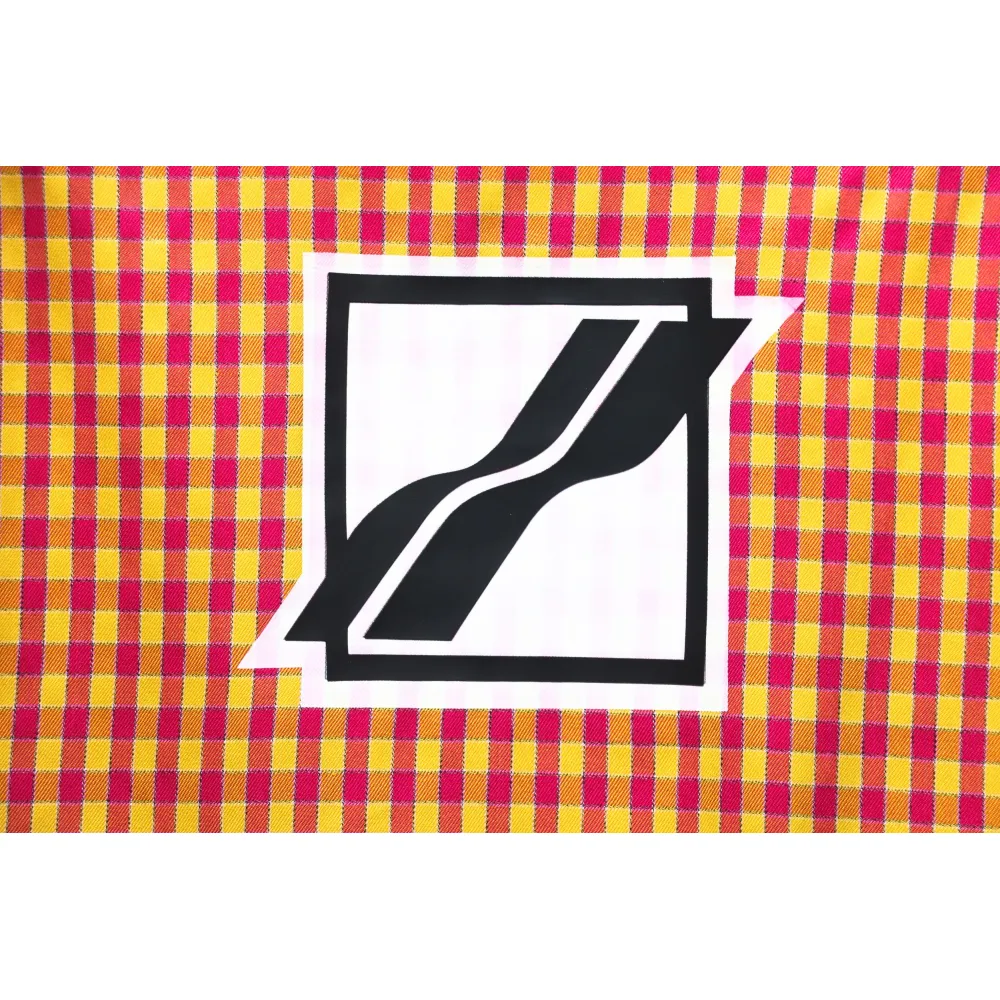 We11 Done American Retro Leather Badge Yellow Plaid Unisex Long Sleeve Orange
