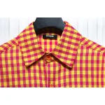 We11 Done American Retro Leather Badge Yellow Plaid Unisex Long Sleeve Orange
